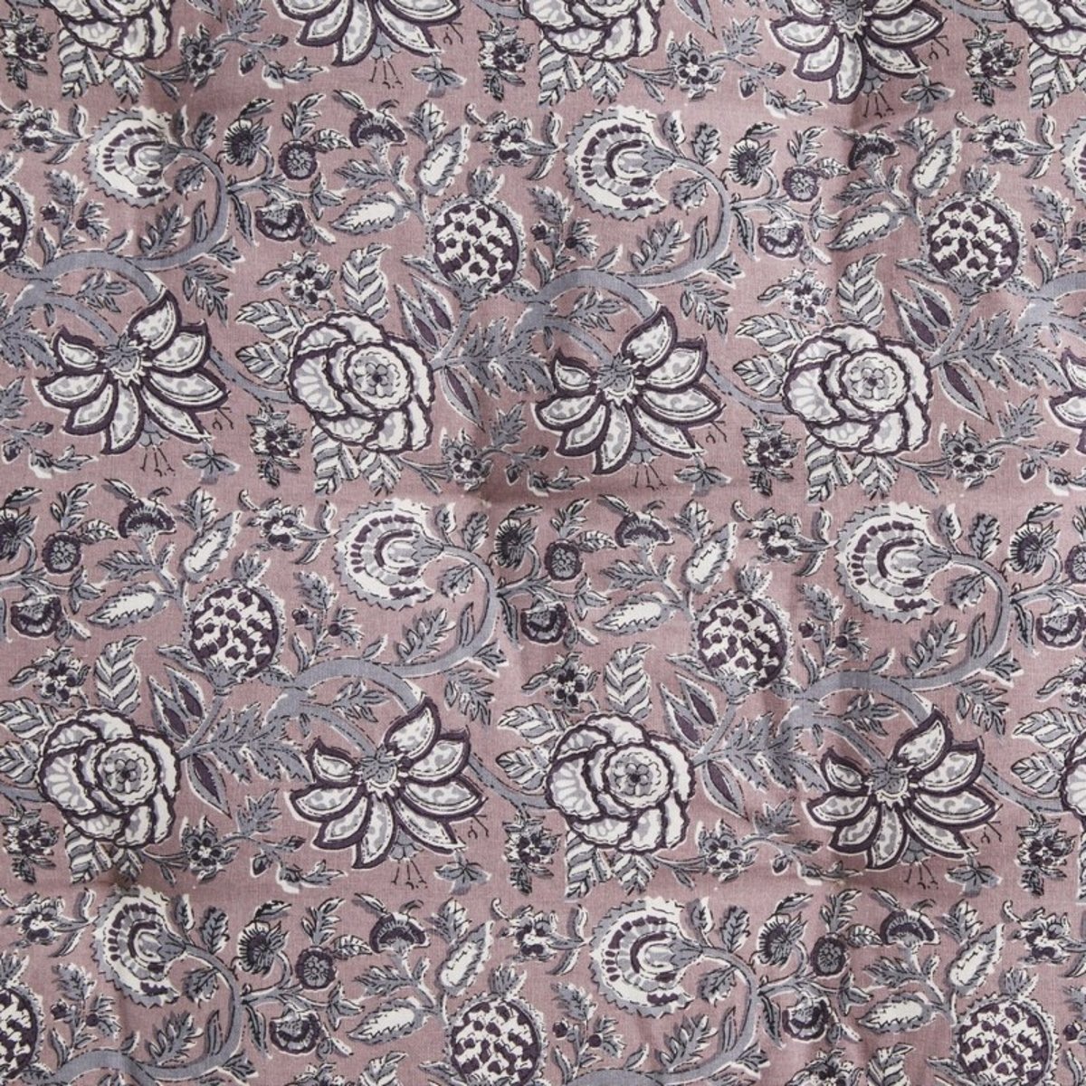 Matelas pour banquette coton fleuri mauve, MADAM STOLTZ