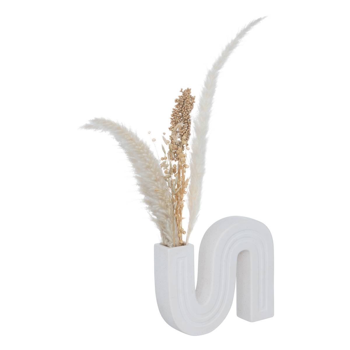Soliflore sculpté en céramique texturée OLME blanc, ATMOSPHERA