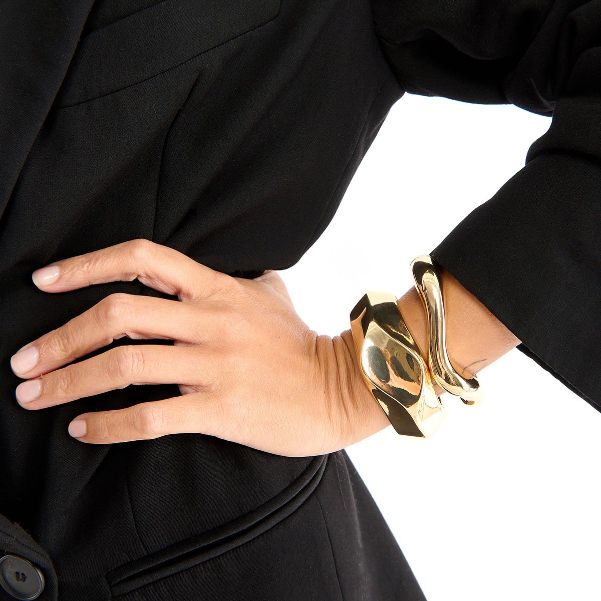 Bracelet jonc rigide graphique AZEL doré, HIPANEMA