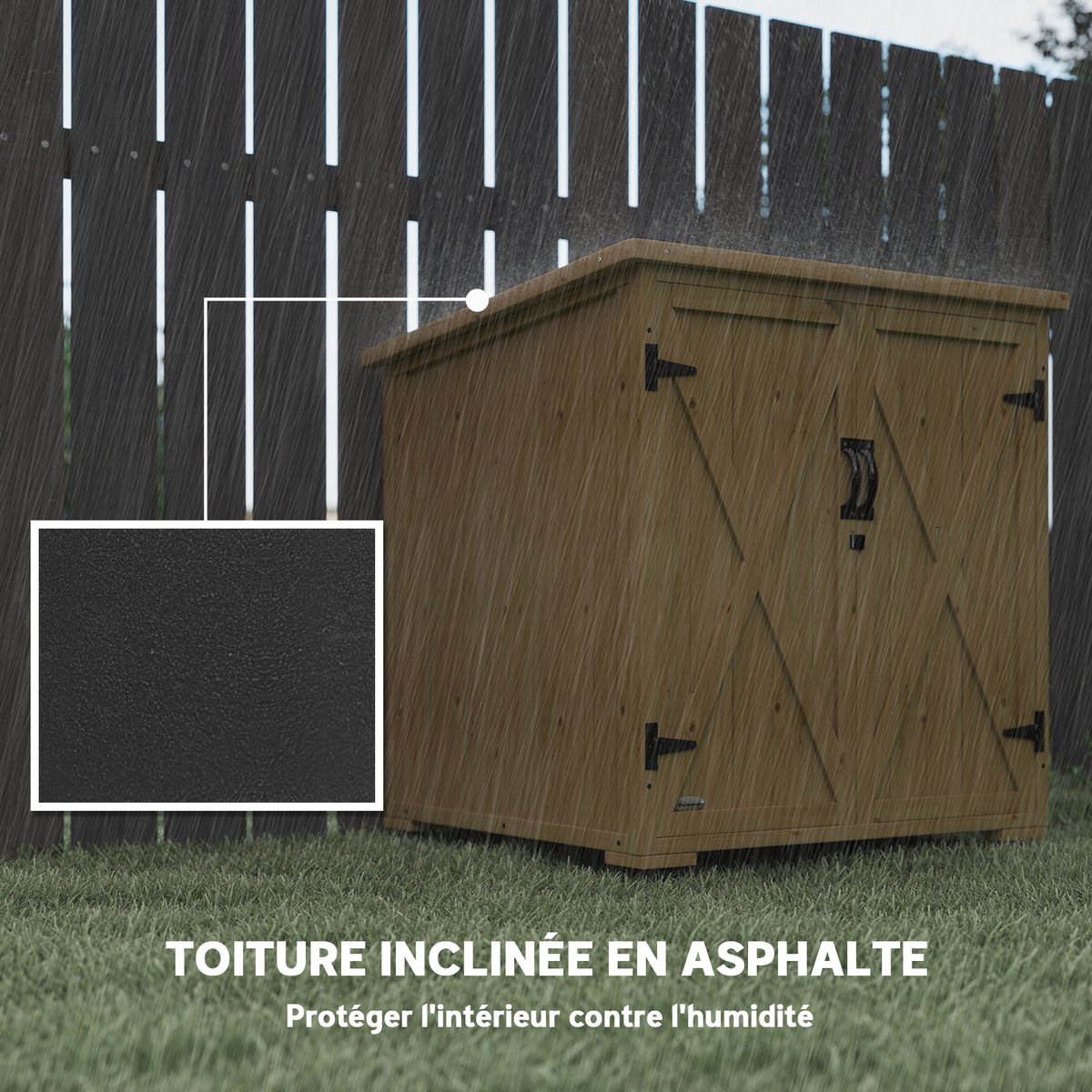 Coffre de rangement d'extérieur Bois de sapin beige, OUTSUNNY