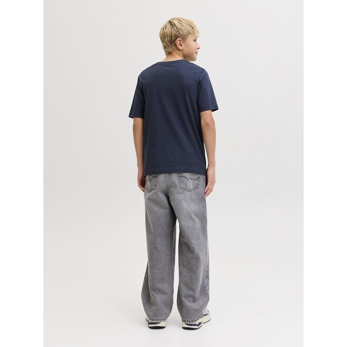 T-shirt maniche corte, fantasia davanti blu marino, JACK & JONES JUNIOR