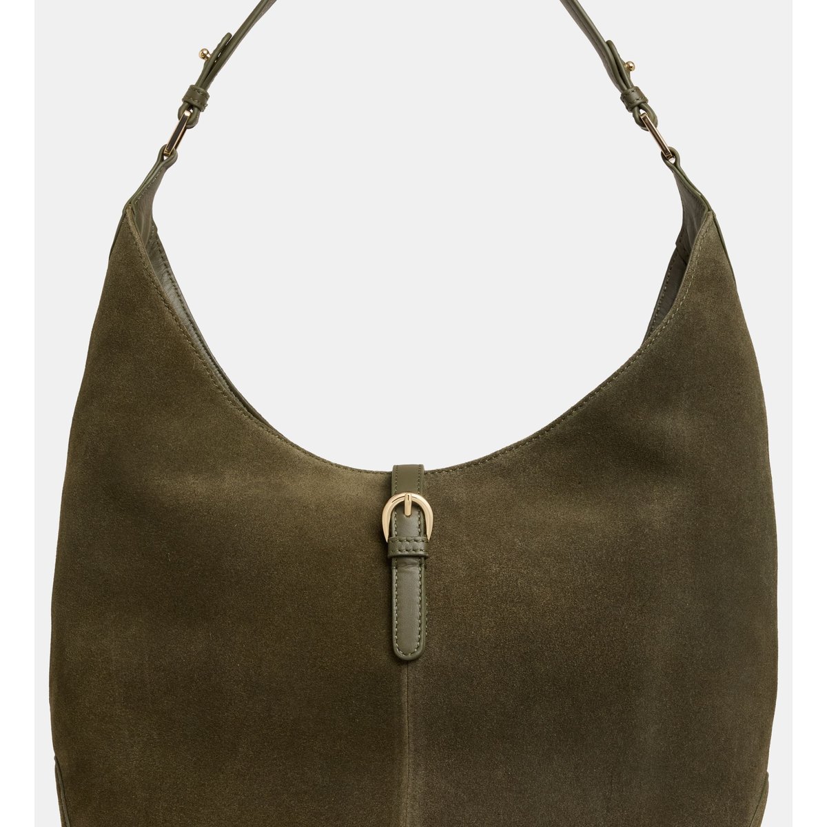 Sac à main souple louison cuir suédé kaki et vert, GALERIES LAFAYETTE
