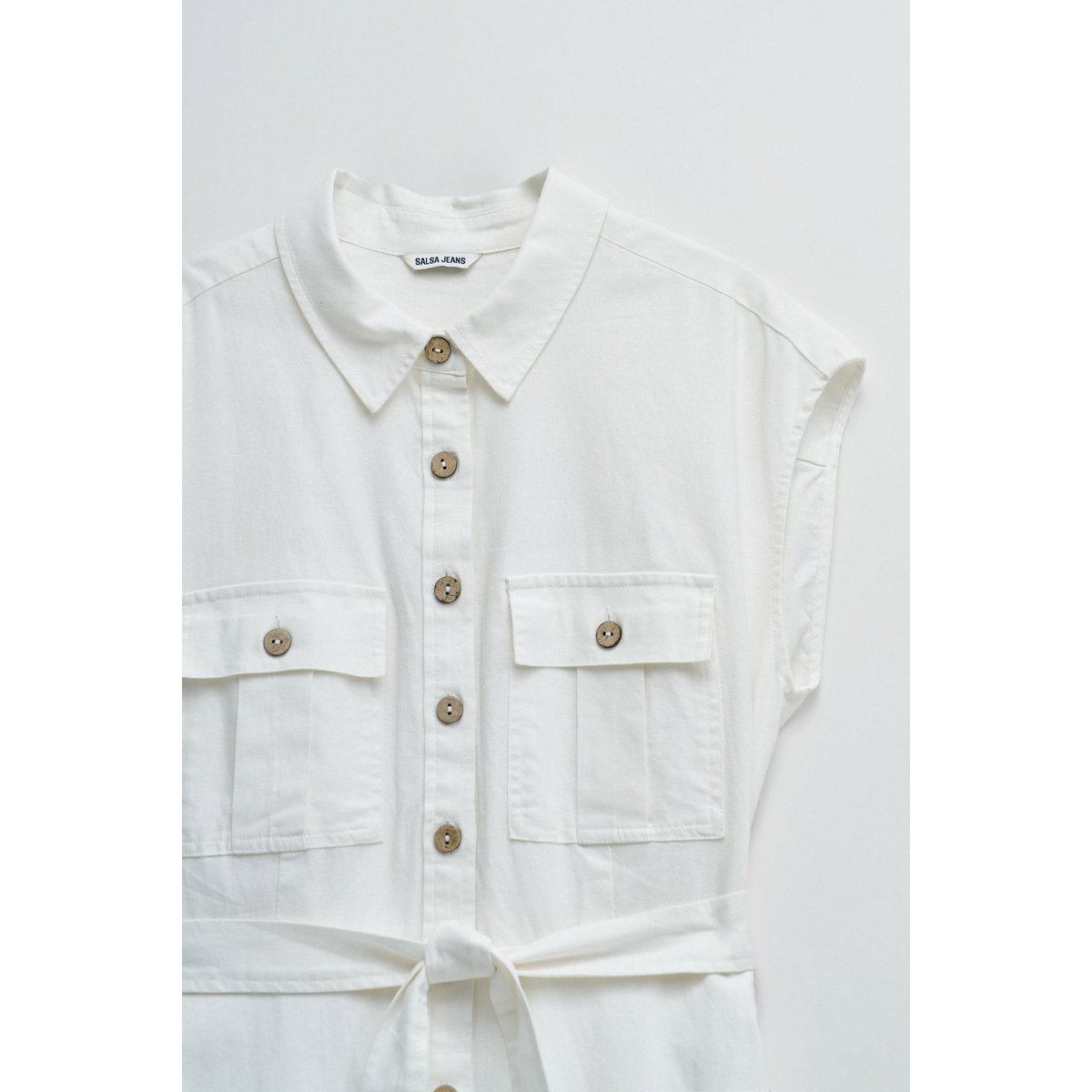 ROBE MIDI EN LIN blanc, SALSA JEANS