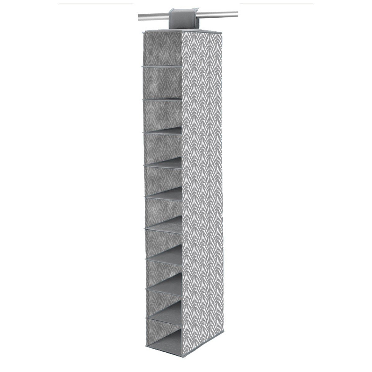 Rack 10 cases intissé motif éventails - H128 cm gris, CALICOSY