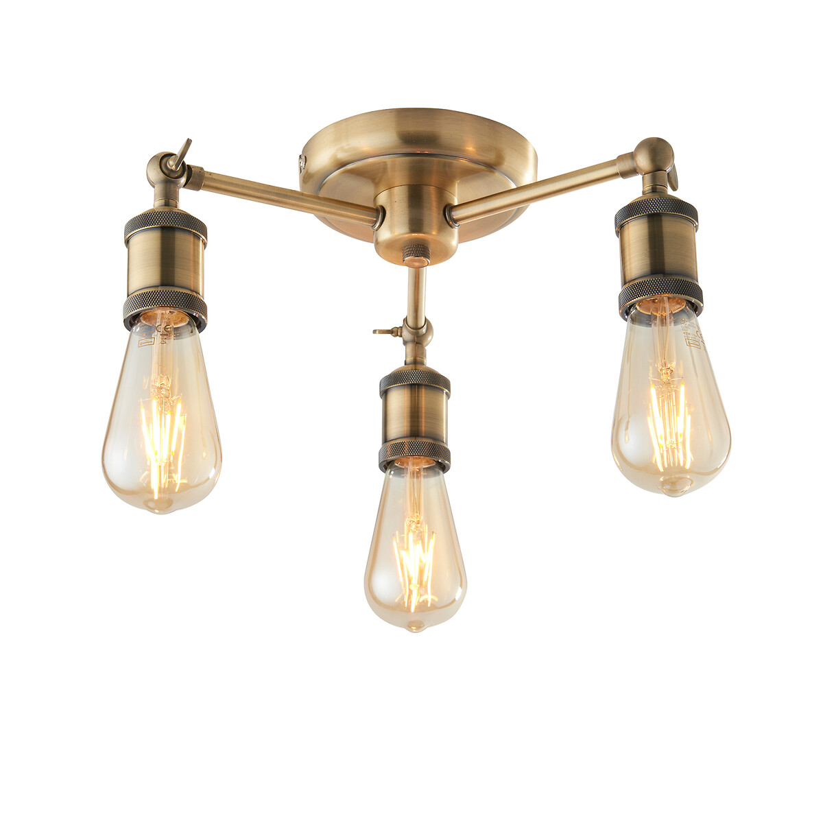 Halle 3-Light Industrial Semi-Flush Ceiling Light in Brass aged brass, ÉDITÉ