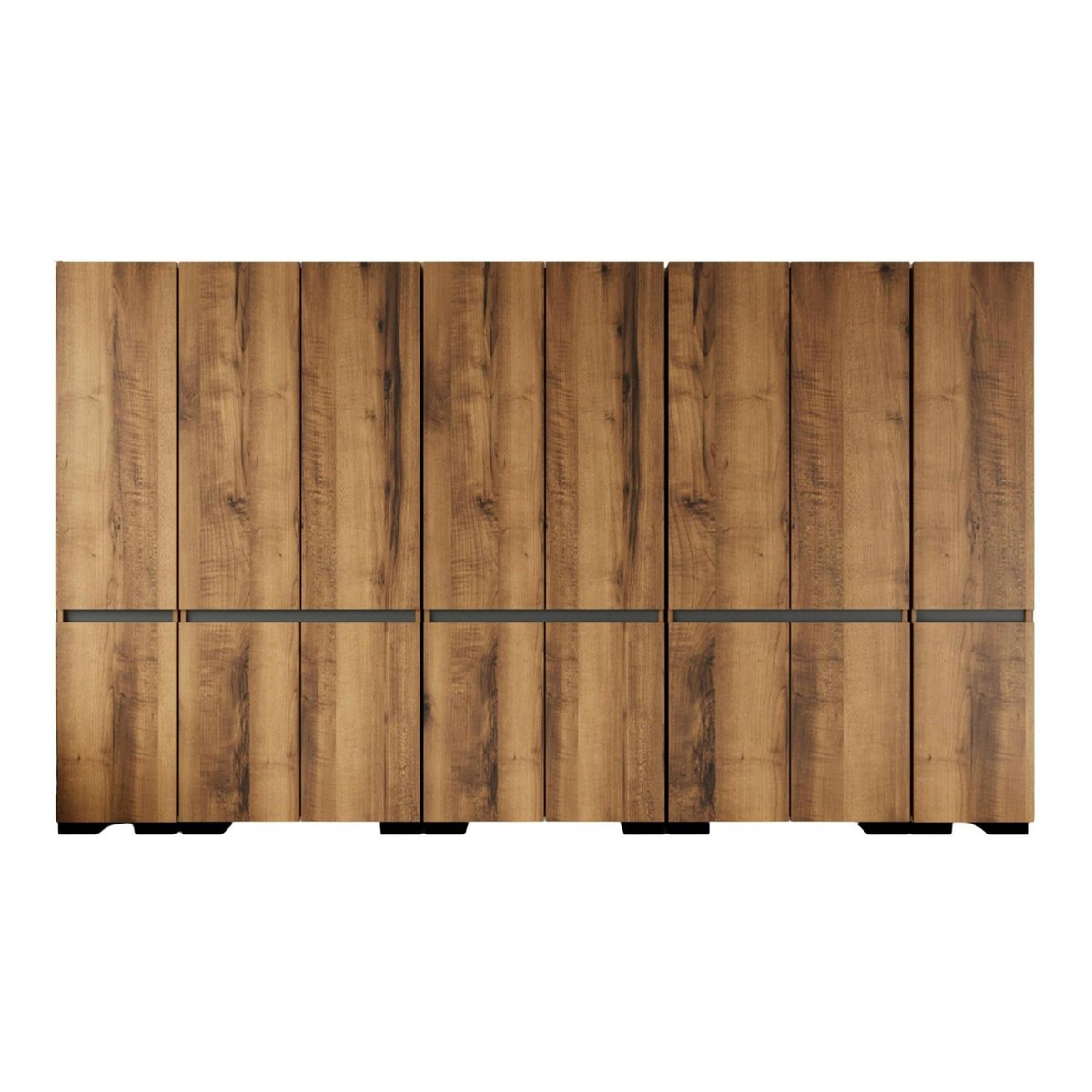 Dressing 16 portes décor noyer et anthracite 360 cm BYRON noyer, PIER IMPORT