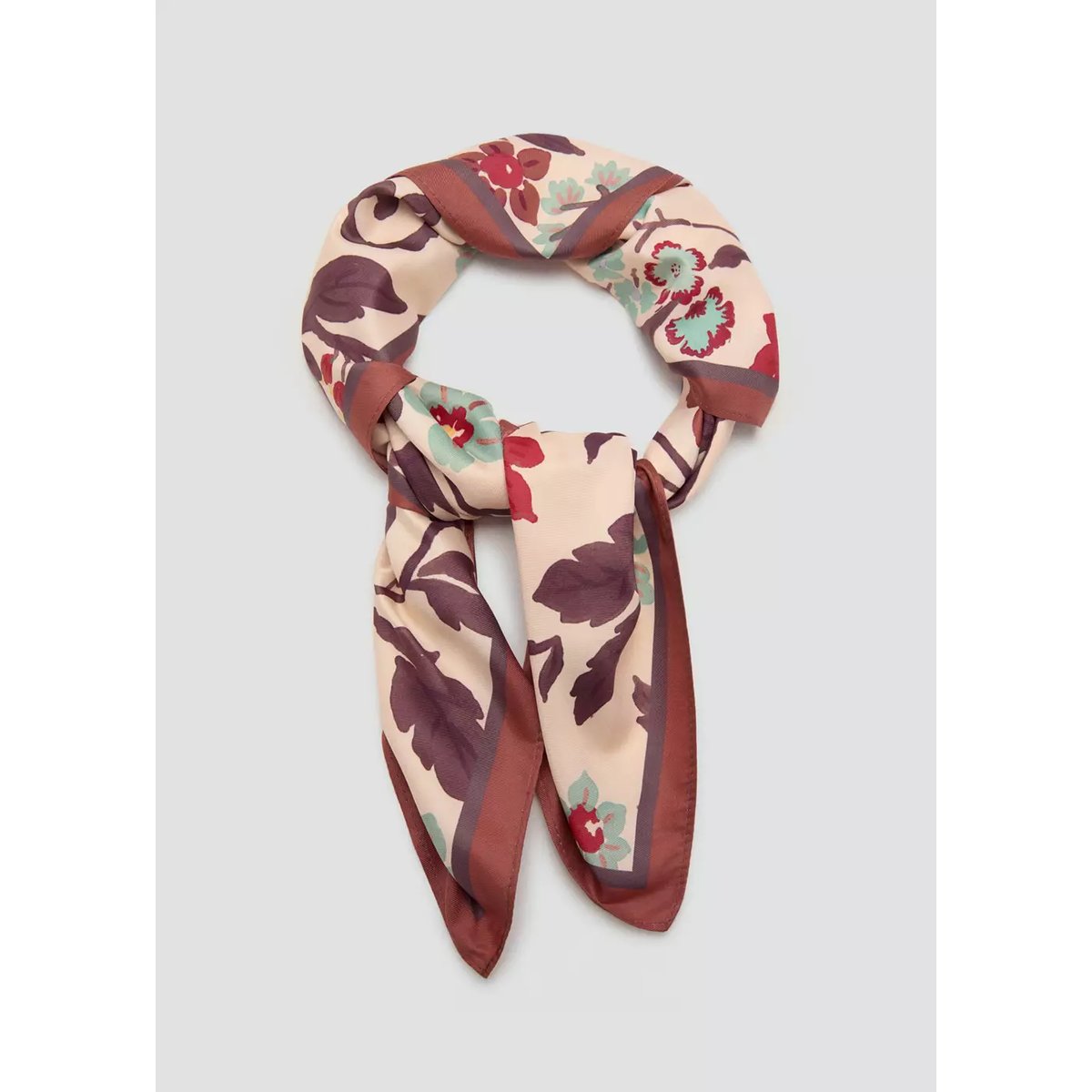 Foulard à fleurs marron, MANGO