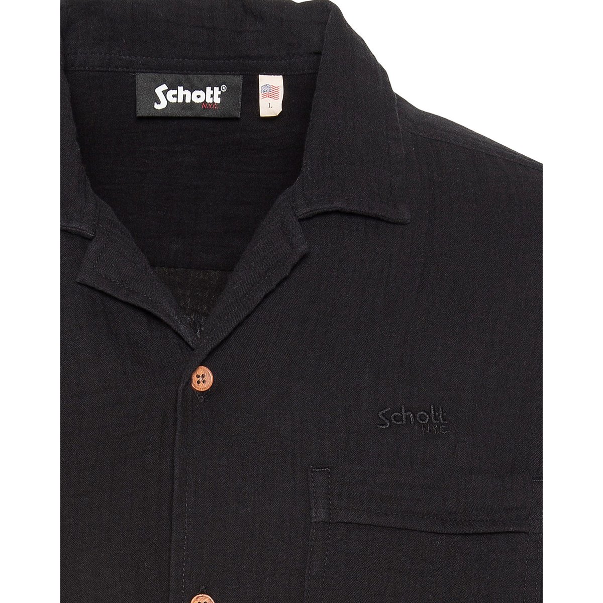 Chemisette en gaze de coton noir, SCHOTT