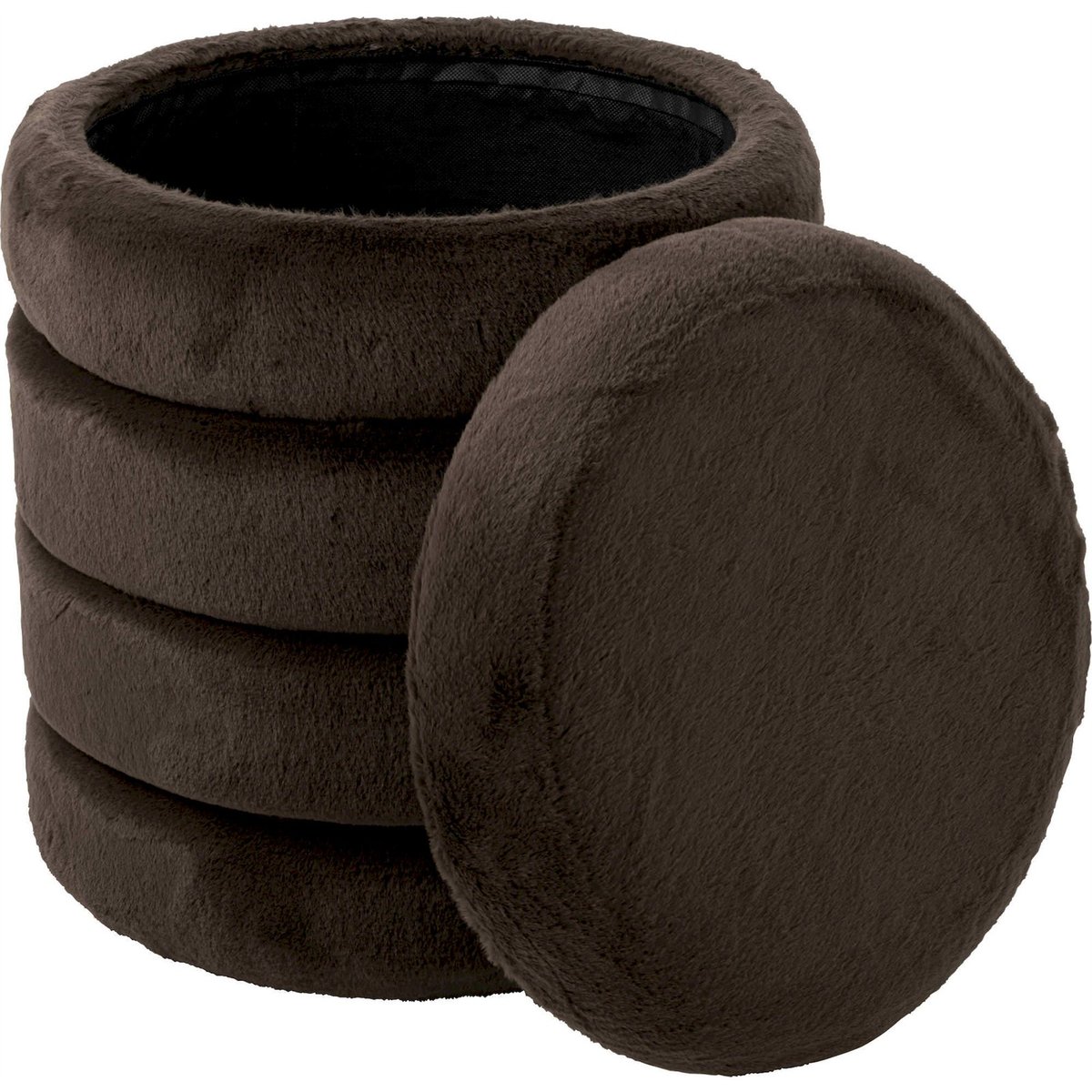 Pouf coffre tissu marron foncé, RECOLLECTION