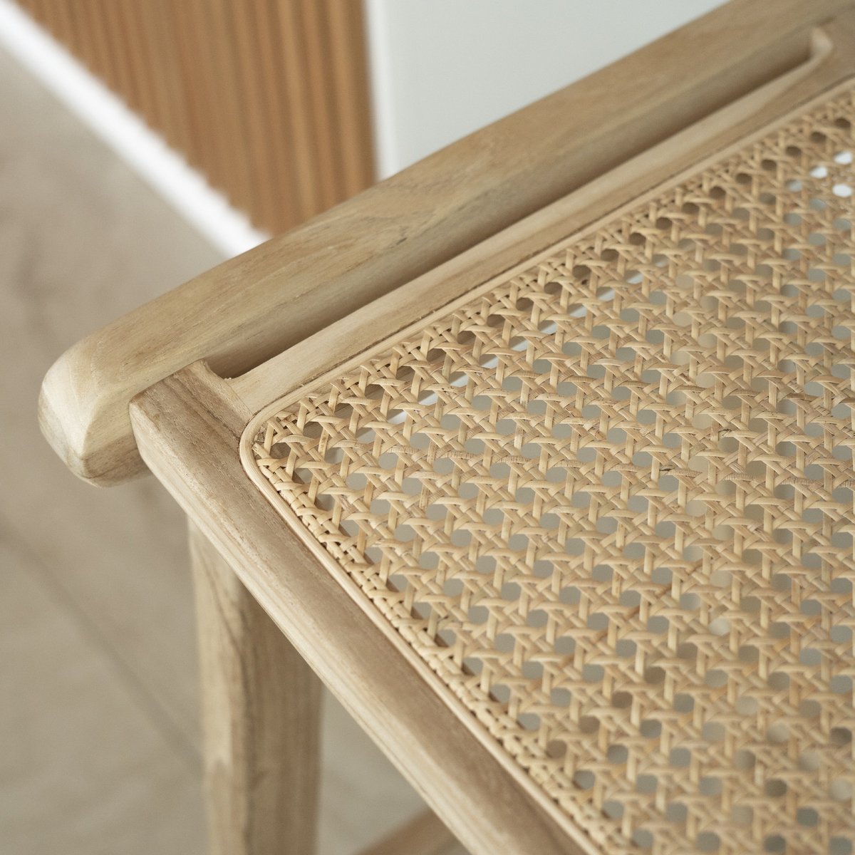 Tabouret pour îlot central 65 cm en teck et cannage - OMAHA naturel, MAISON PAVANE