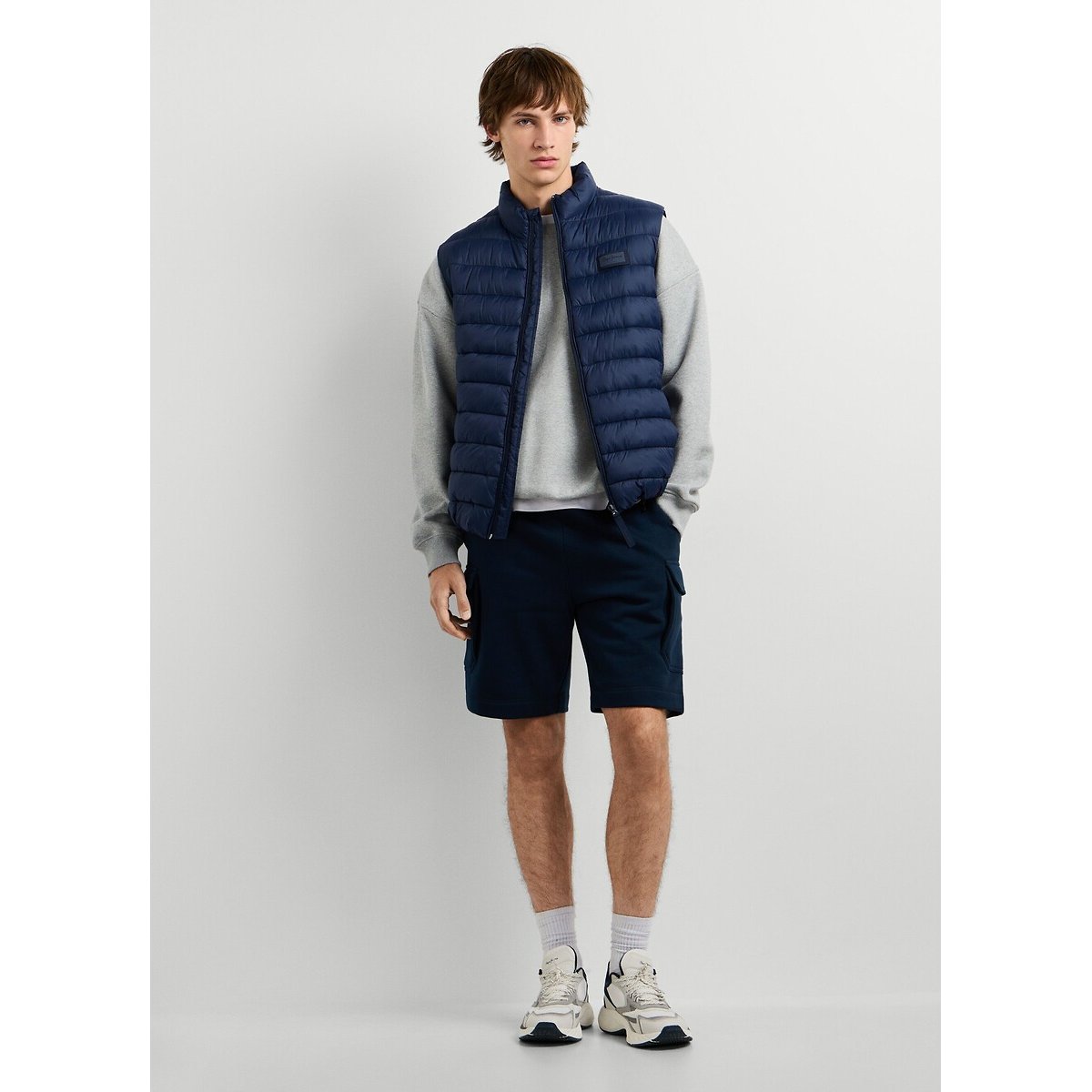Mid-Season High Neck Short Padded Jacket blue, PEPE JEANS