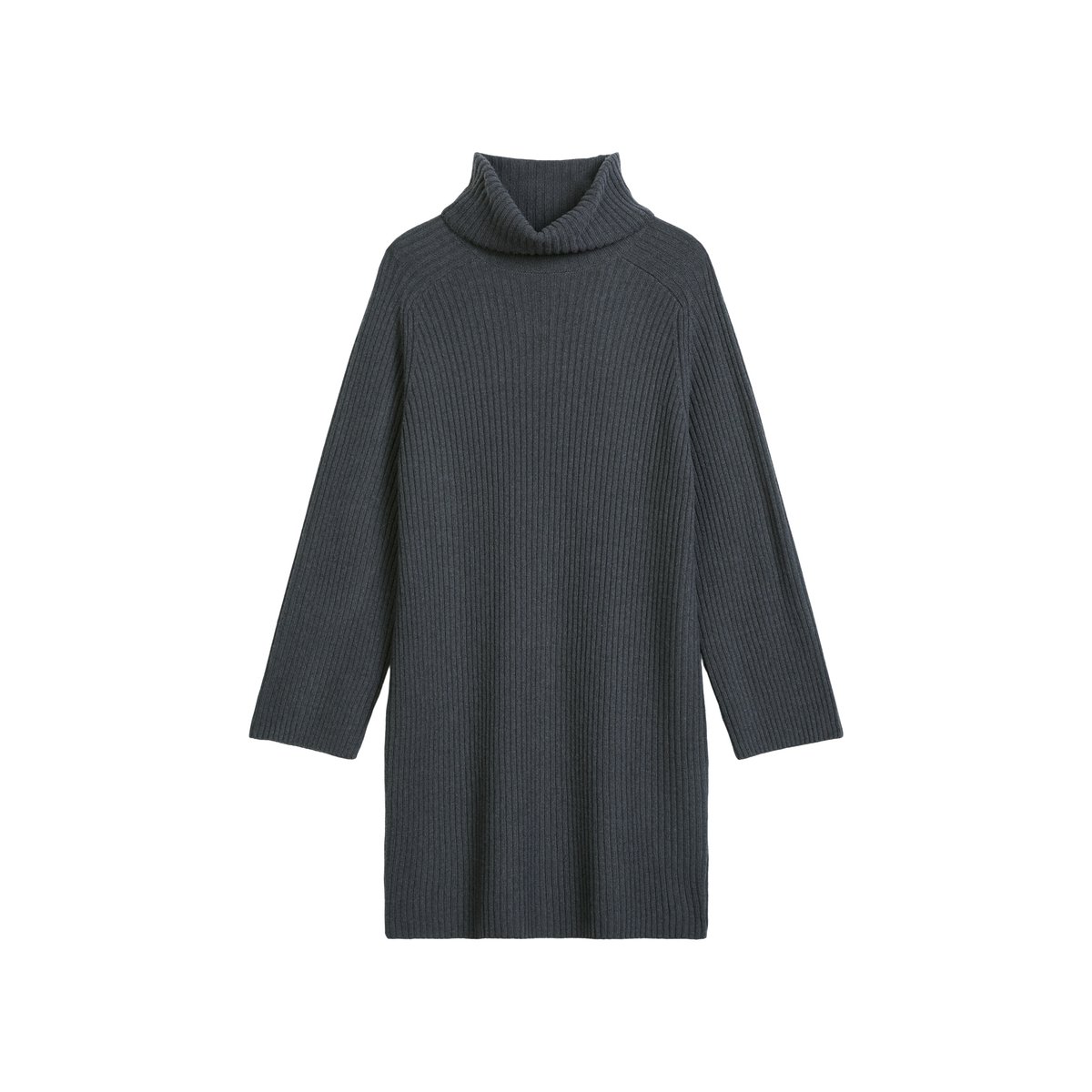 Robe à col roulé côtelée, coupe classique en mélange de laine vierge douce gris, MARC O'POLO