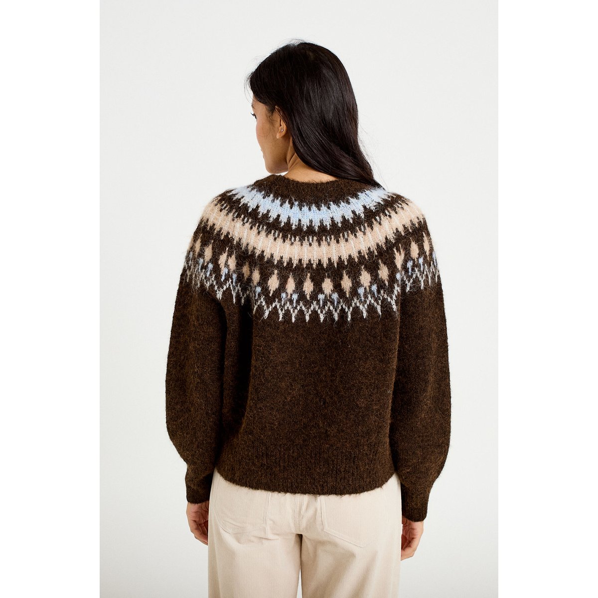 Pull col rond manches longues marron foncé, CACHE CACHE