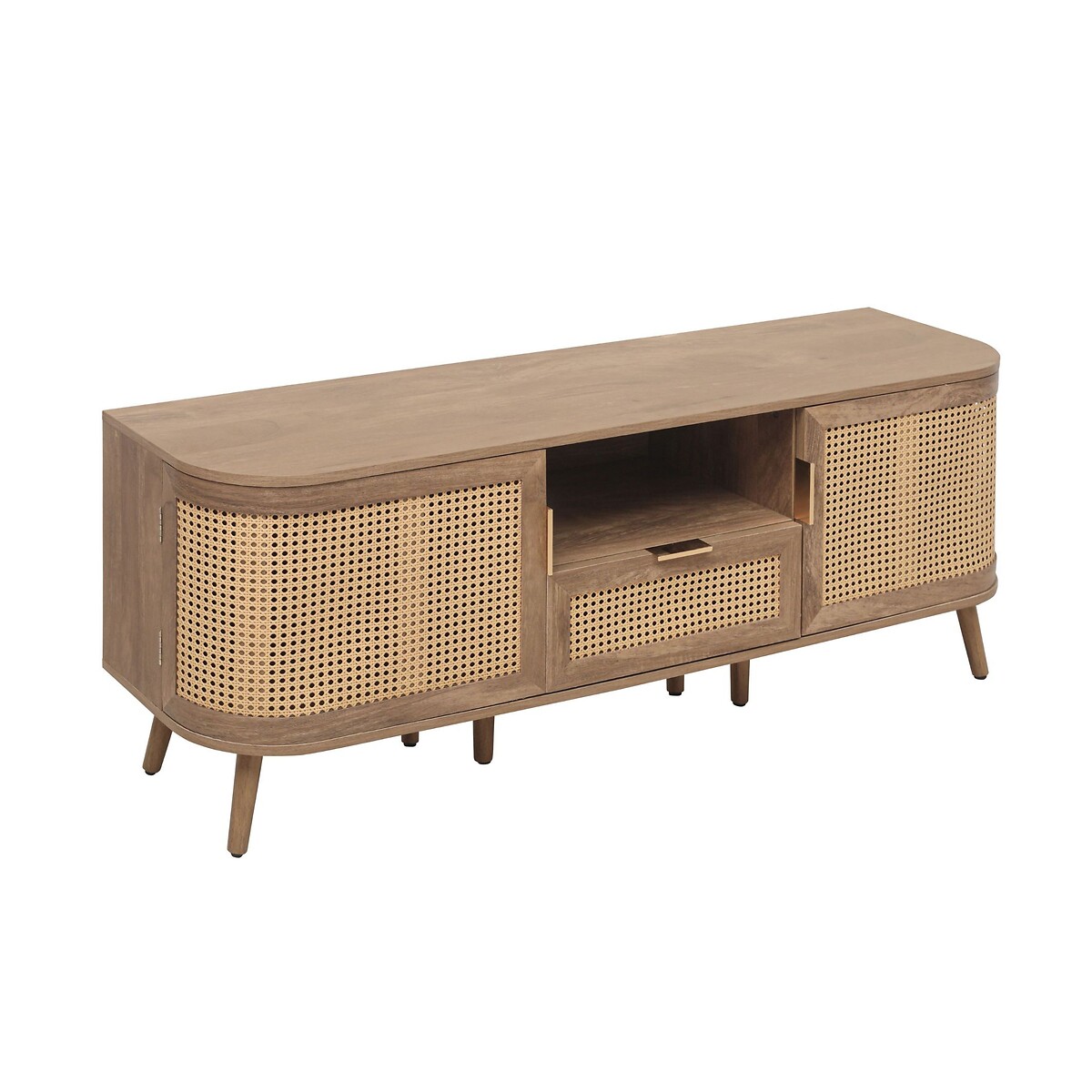 Naya Rattan 2 Door 1 Drawer TV Unit natural oak, SO'HOME
