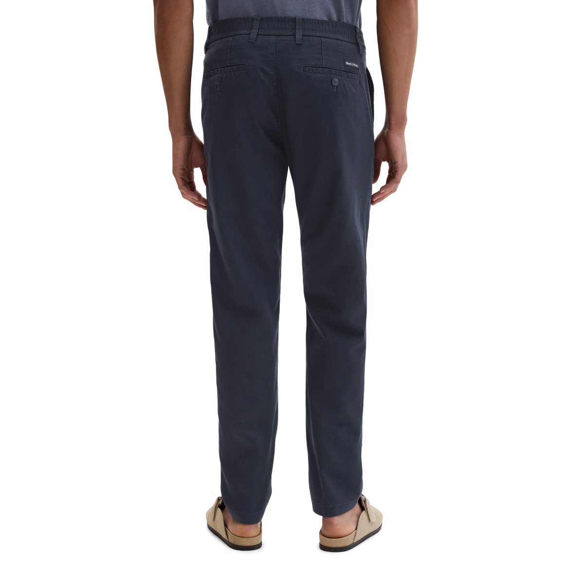 Pantalon de jogging chino Osby à coupe fuselée en mélange de TENCEL™ Lyocell et de lin bleu foncé, MARC O'POLO