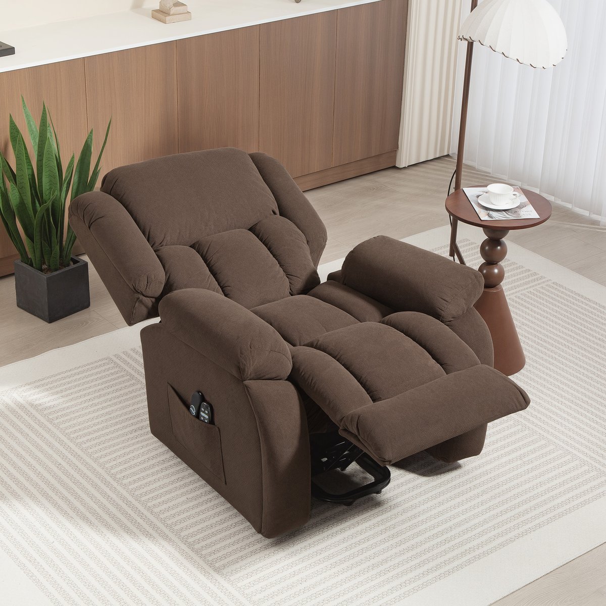 Fauteuil releveur électrique Velours (100% marron, HOMCOM