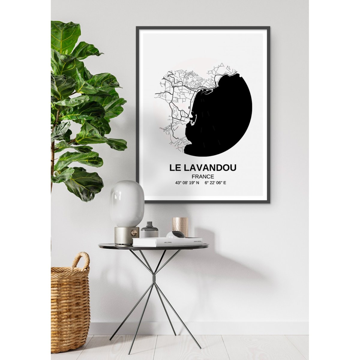 Affiche Carte Le Lavandou blanc, L'AFFICHERIE