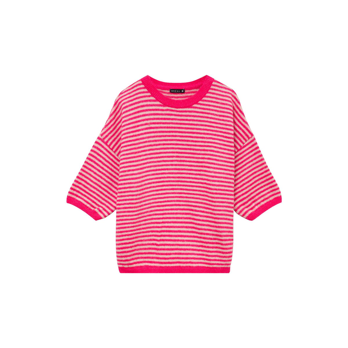 Pull droit col rond manches 3/4 rose, BREAL