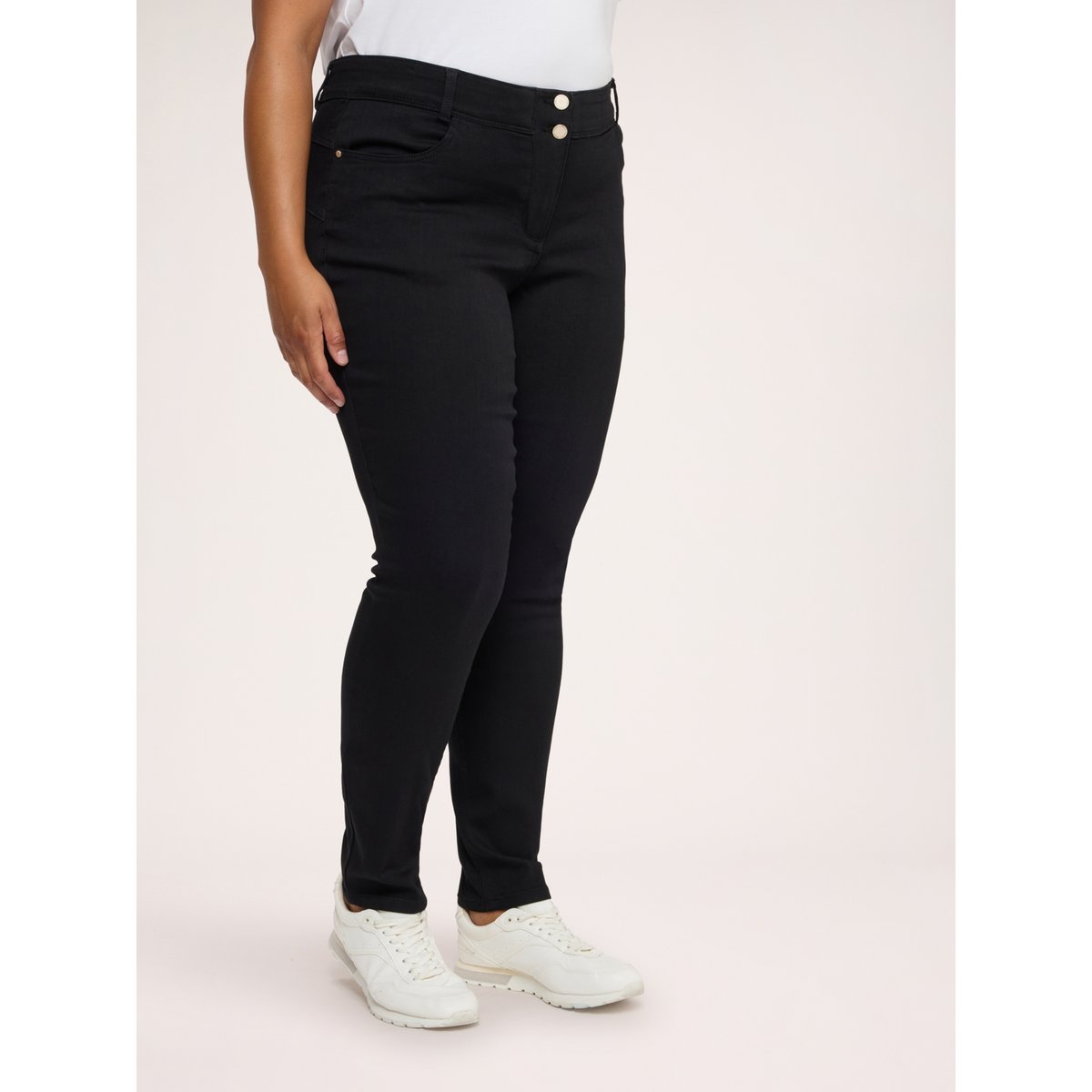 Jean Skinny à double bouton noir, FIORELLA RUBINO