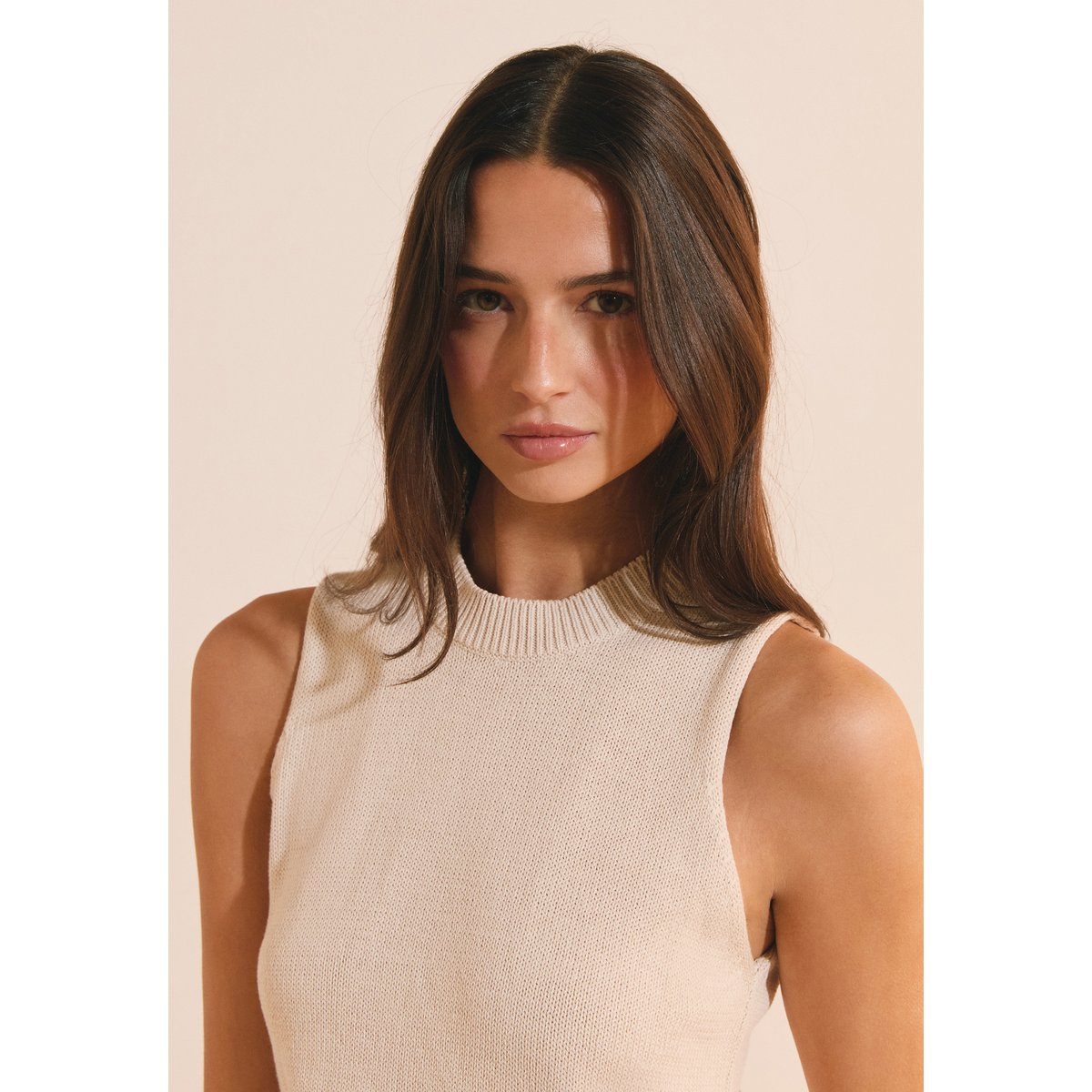 Pull à manches courtes avec volant SEVERINE PULL beige, ETAM
