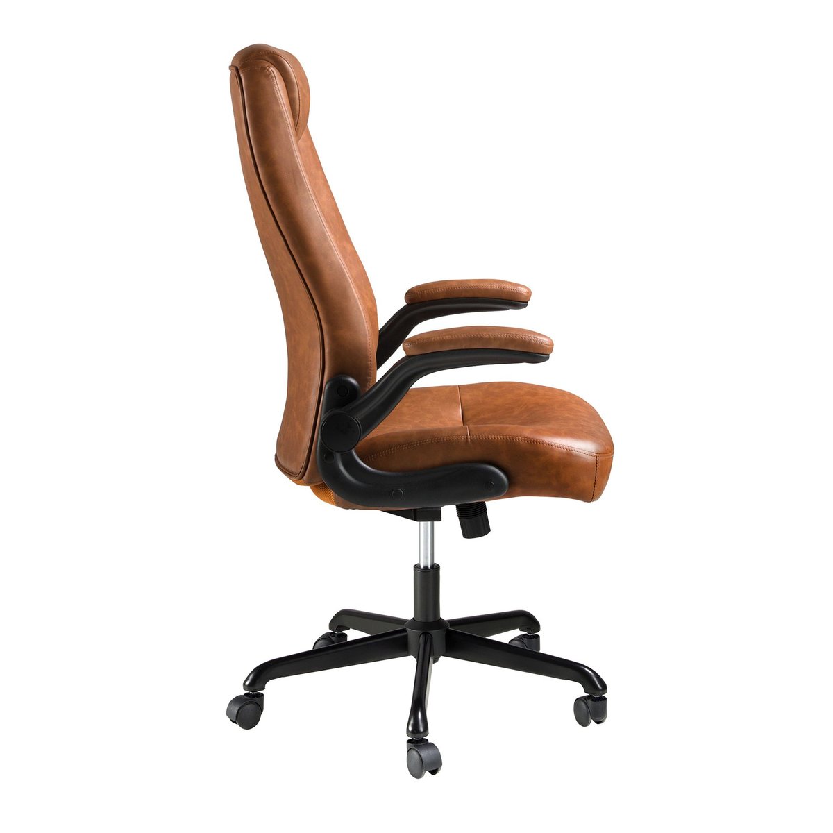 Fauteuil de bureau pivotant en similicuir marron | noir, ANGEL CERDA