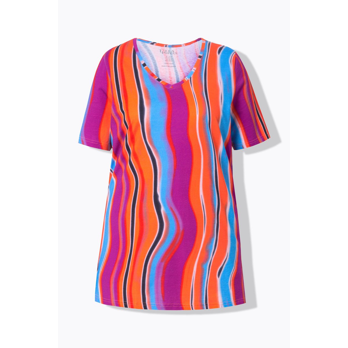 T-shirt à manches courtes et col en V violet, ULLA POPKEN