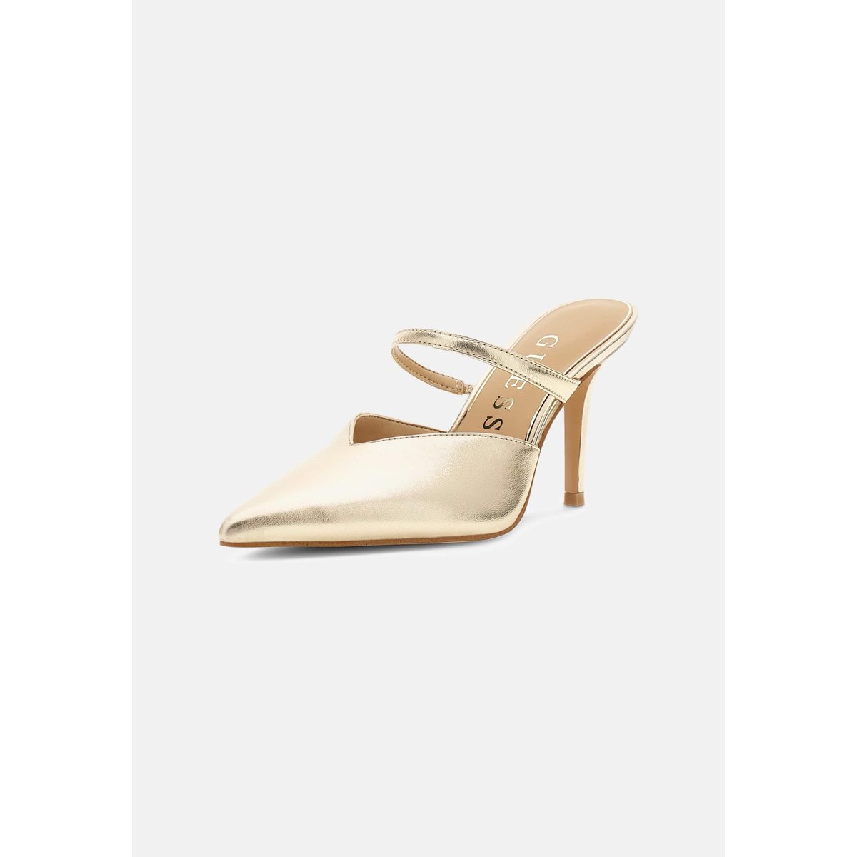 Mule En Cuir Véritable or, GUESS