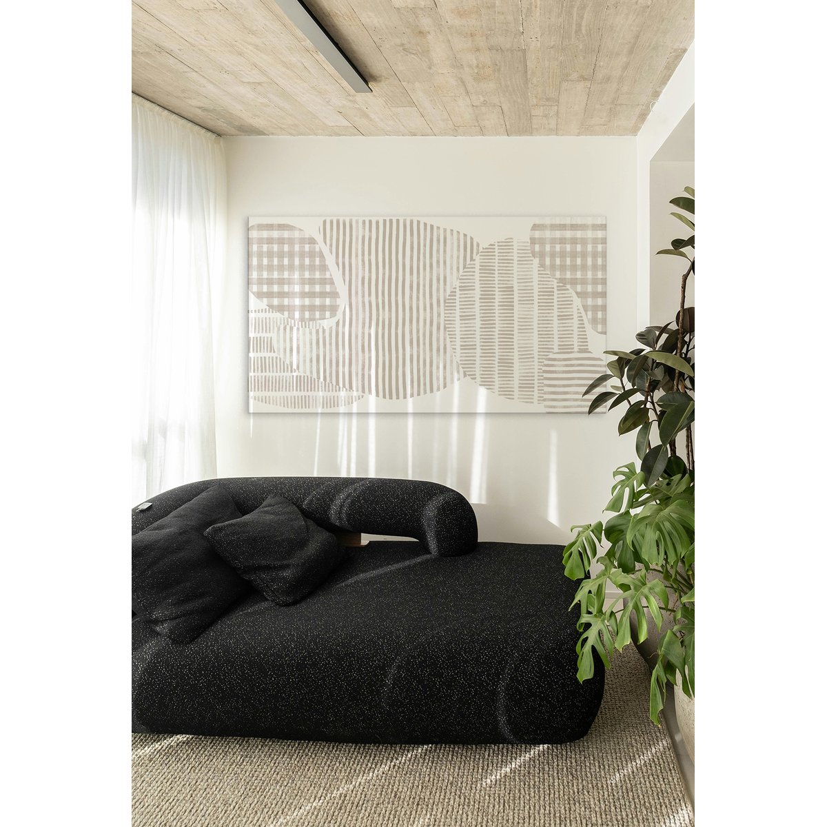 Tableau canopée beige en toile imprimée, 150x90 cm blanc, ACTE DECO