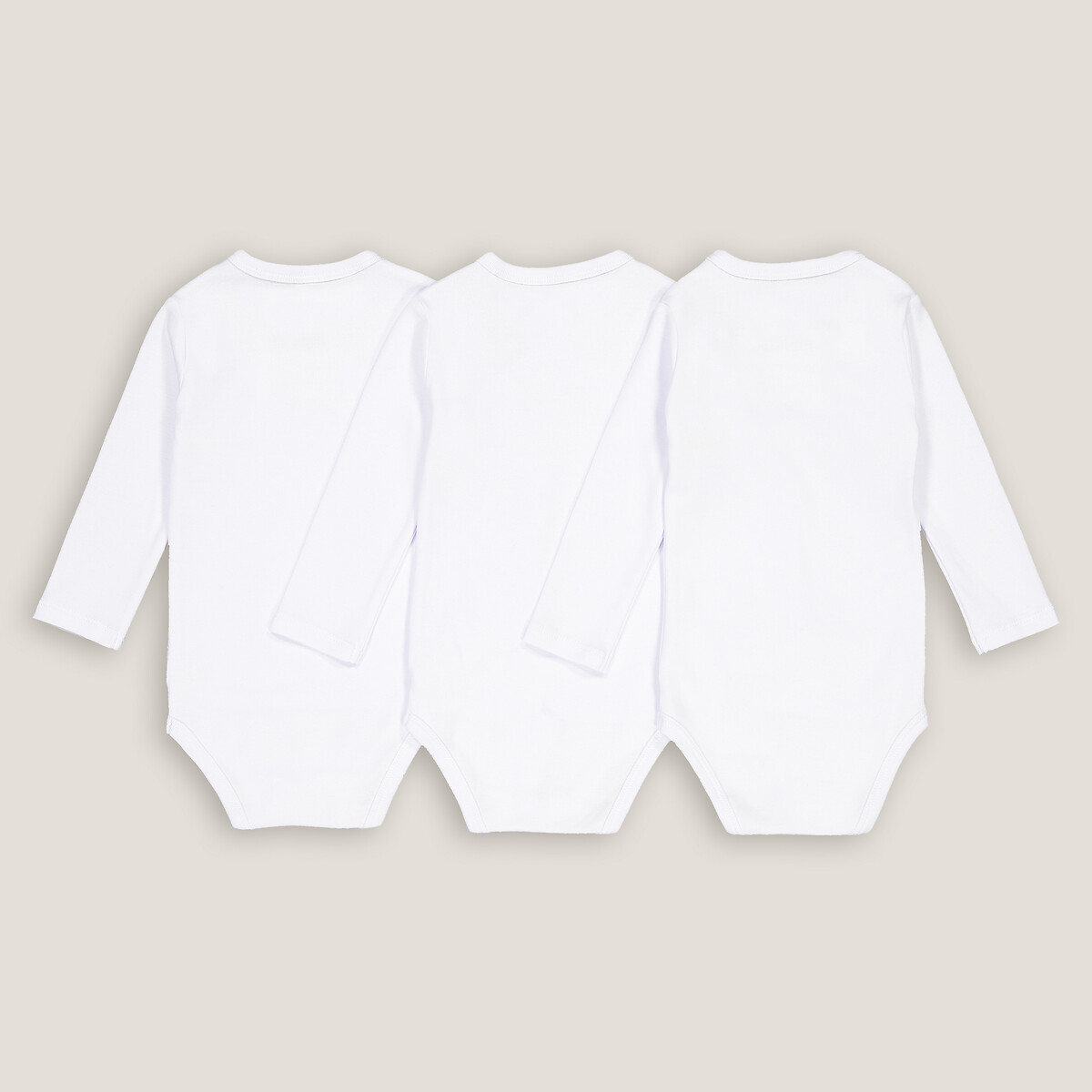 Pack of 3 Newborn Bodysuits in Organic Cotton white + white + white, LA REDOUTE COLLECTIONS