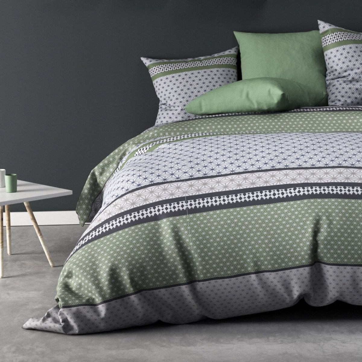 Parure housse de couette polyester, Vaxo vert, C DESIGN HOME TEXTILE