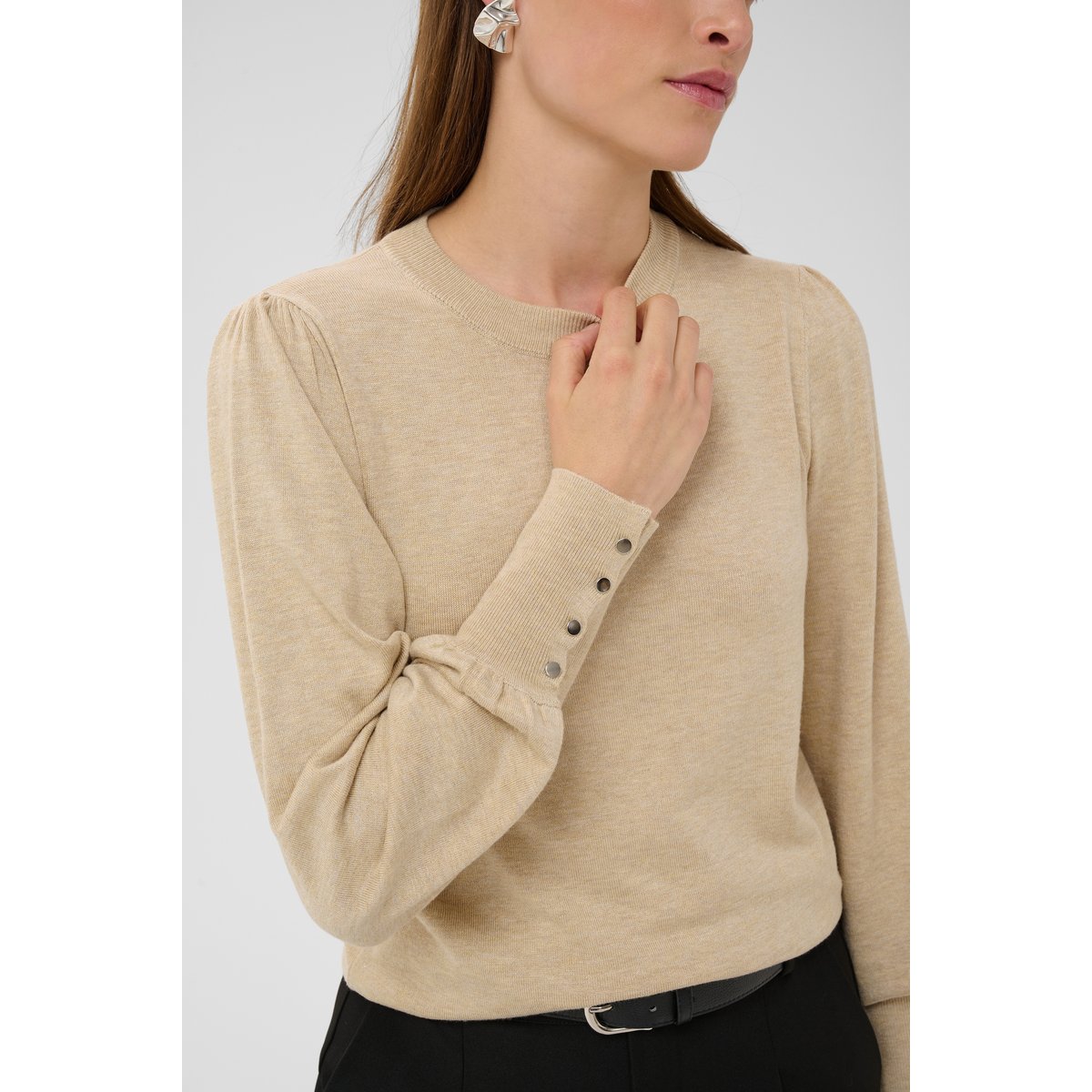 Pullover tricoté beige feather gray melange, KAFFE