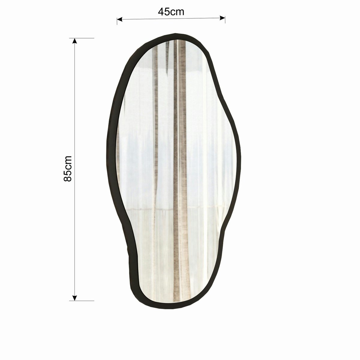 Miroir design organique forme libre - cadre noir CODY noir, PIER IMPORT