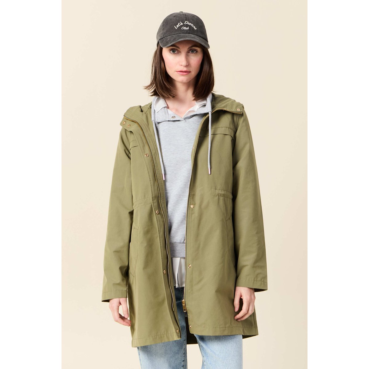 Parka longue à capuche vert kaki, BONOBO