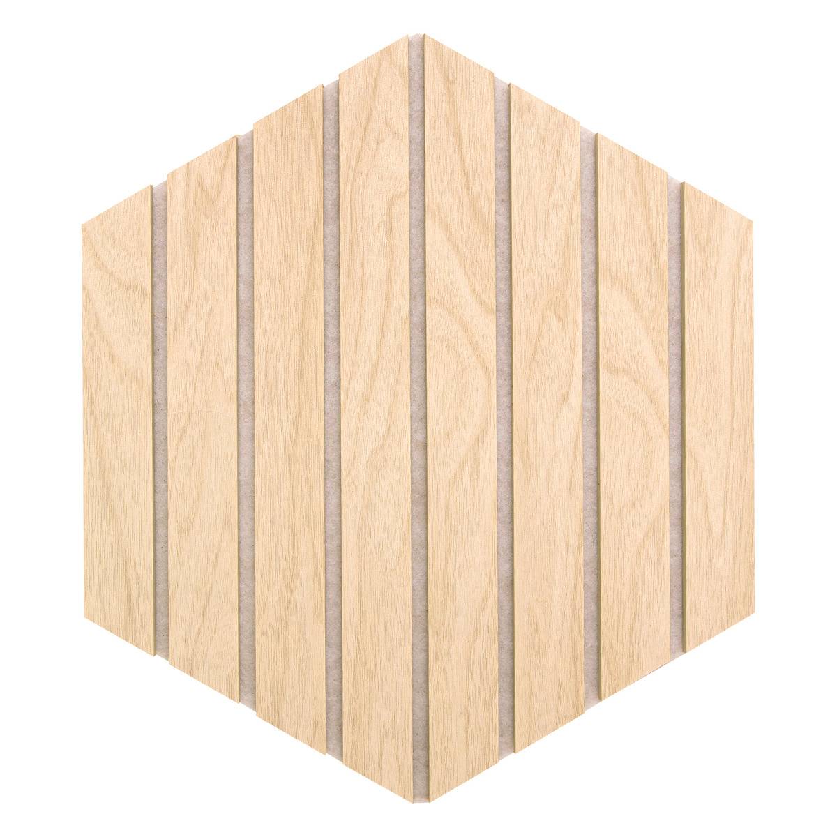 Lot de 3 panneaux décoratifs hexagonaux acoustiques effet bois COLVA beige, ATMOSPHERA