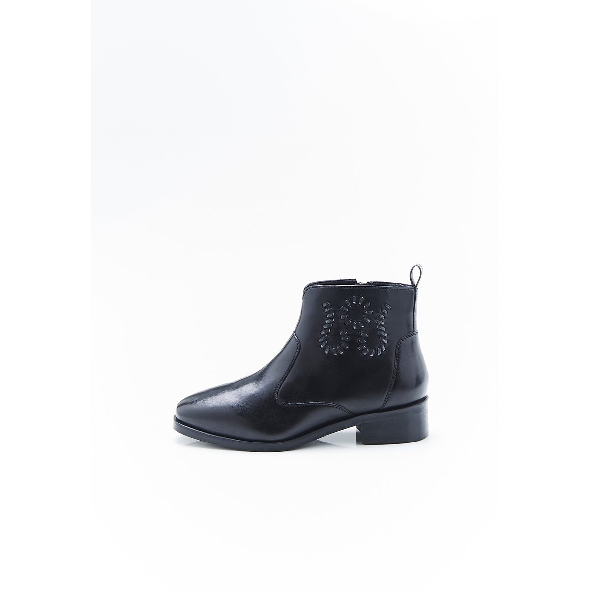 Bottines dessus cuir mouton noir, DAMART