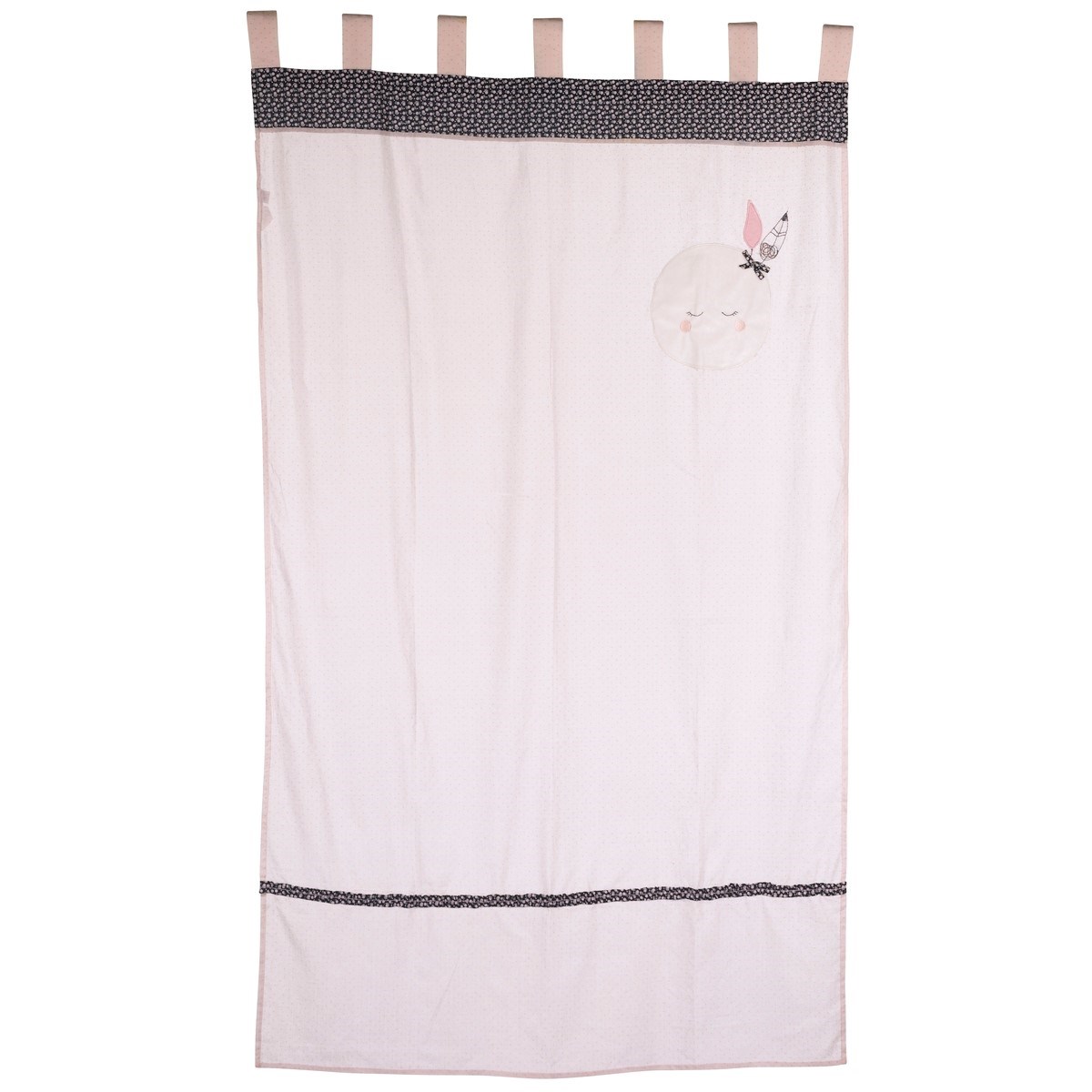 Rideau à pattes en coton rose, SAUTHON