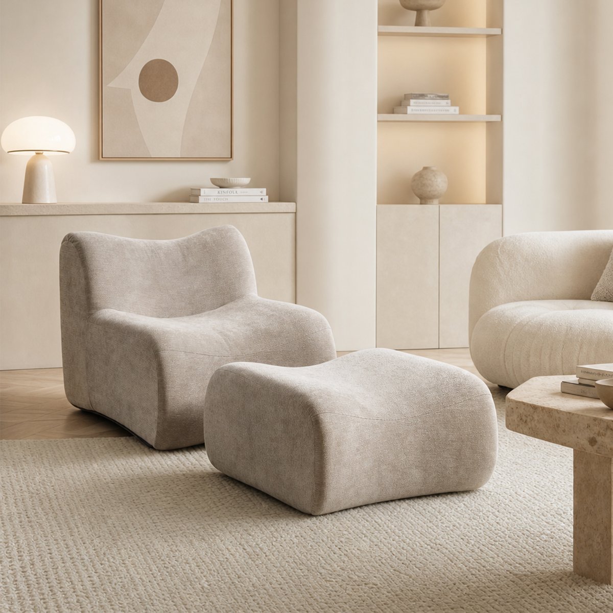 Elément chauffeuse 1 place compressé design moderne, CLOUD taupe, MEUBLES COSY