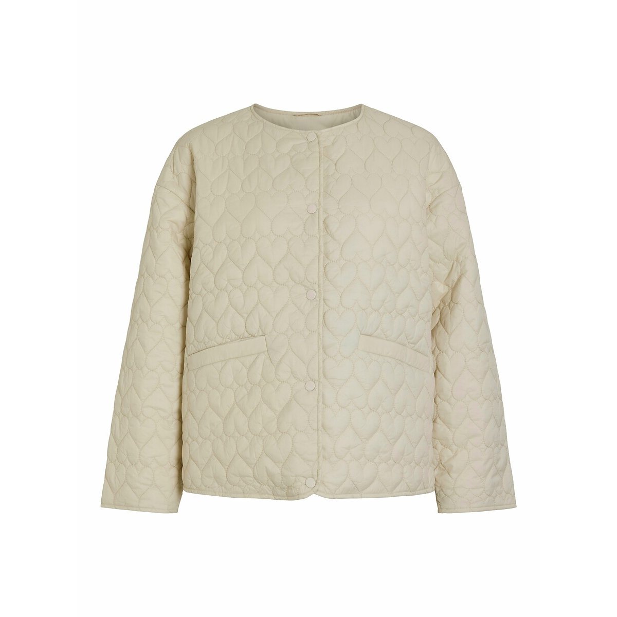 Lightweight Quilted Hearts Padded Jacket beige, VILA