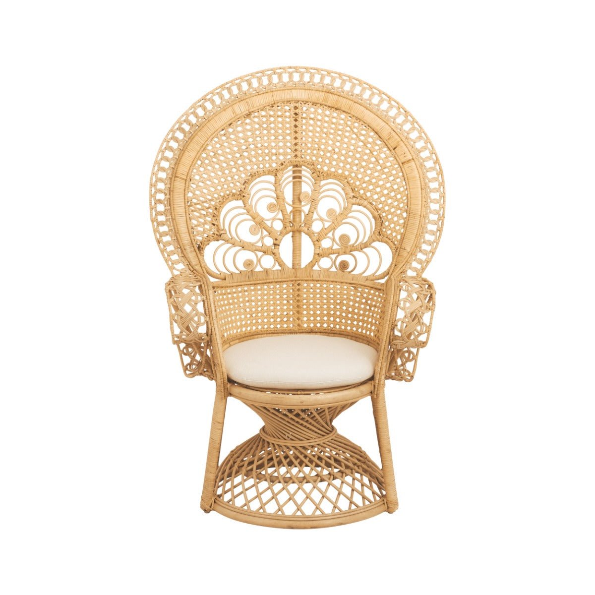 Fauteuil en rotin et coussin - ELOA bois clair, MAISON PAVANE