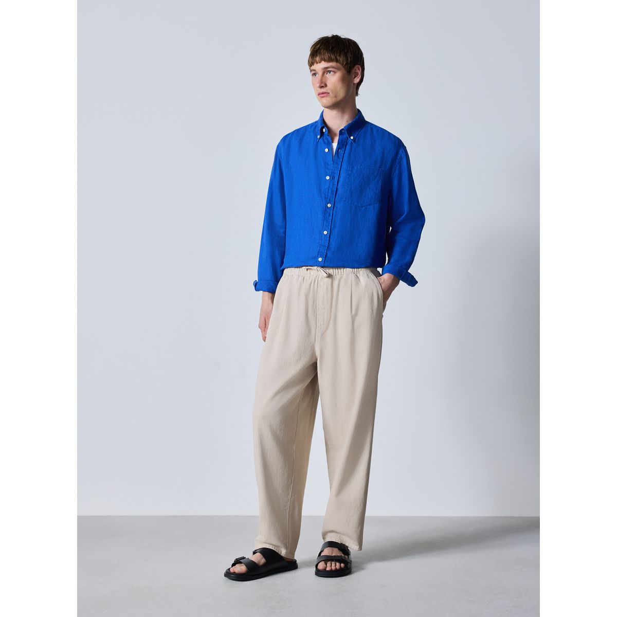 Pantalon de jogging élastique en lin mélangé blanc écru, NEXT