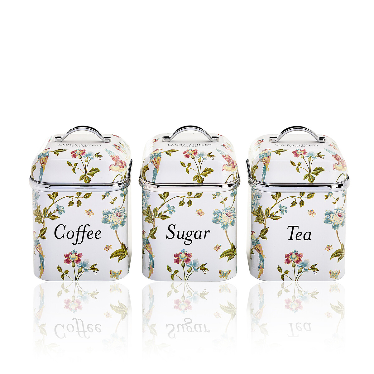 Set of 3 Laura Ashley Kitchen Storage Canisters white, LAURA ASHLEY