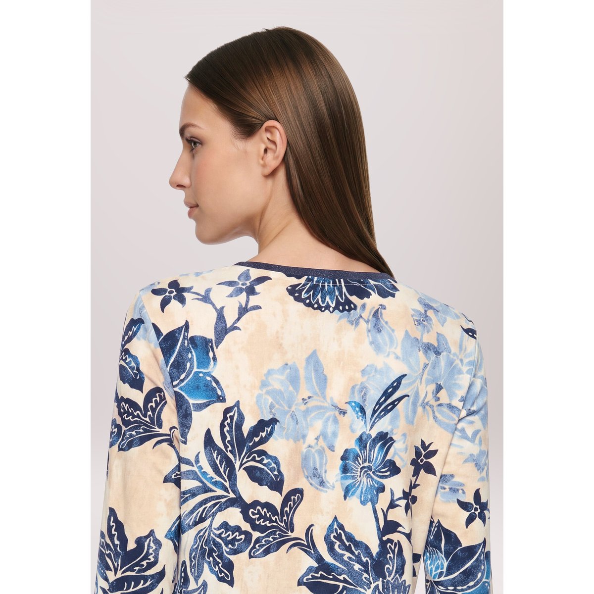 Haut imprimé à manches 3/4 beige/bleu, BETTY BARCLAY