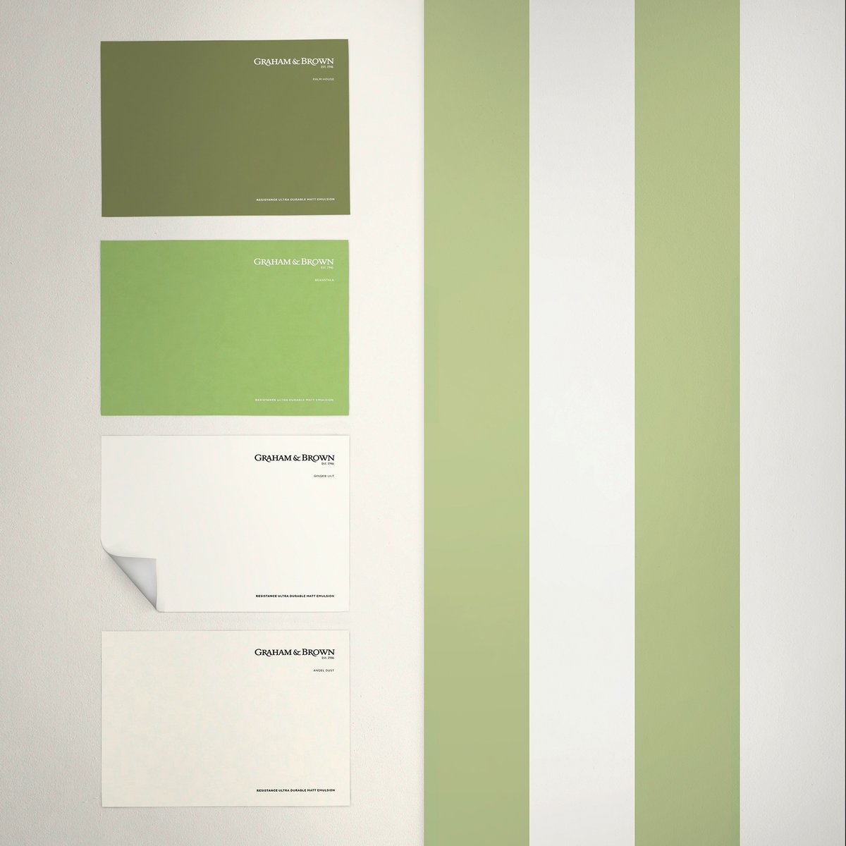 Papier peint Quartet rayures vert anis. blanc, GRAHAM ET BROWN