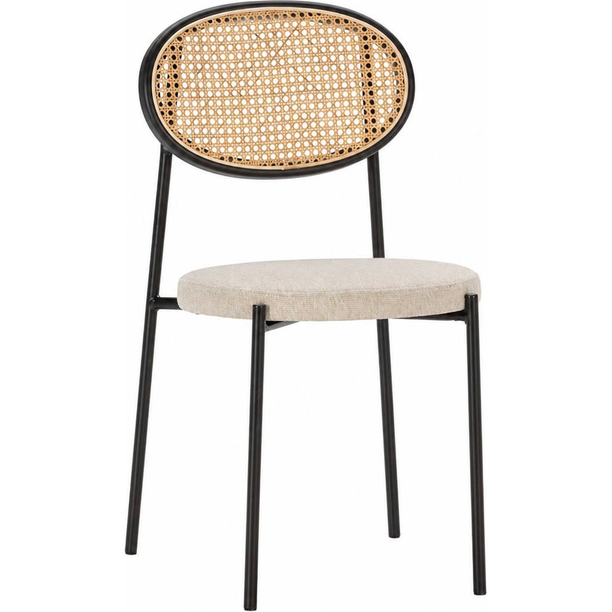 Chaise empilable en rotin tressé noir, naturel et blanc, RECOLLECTION