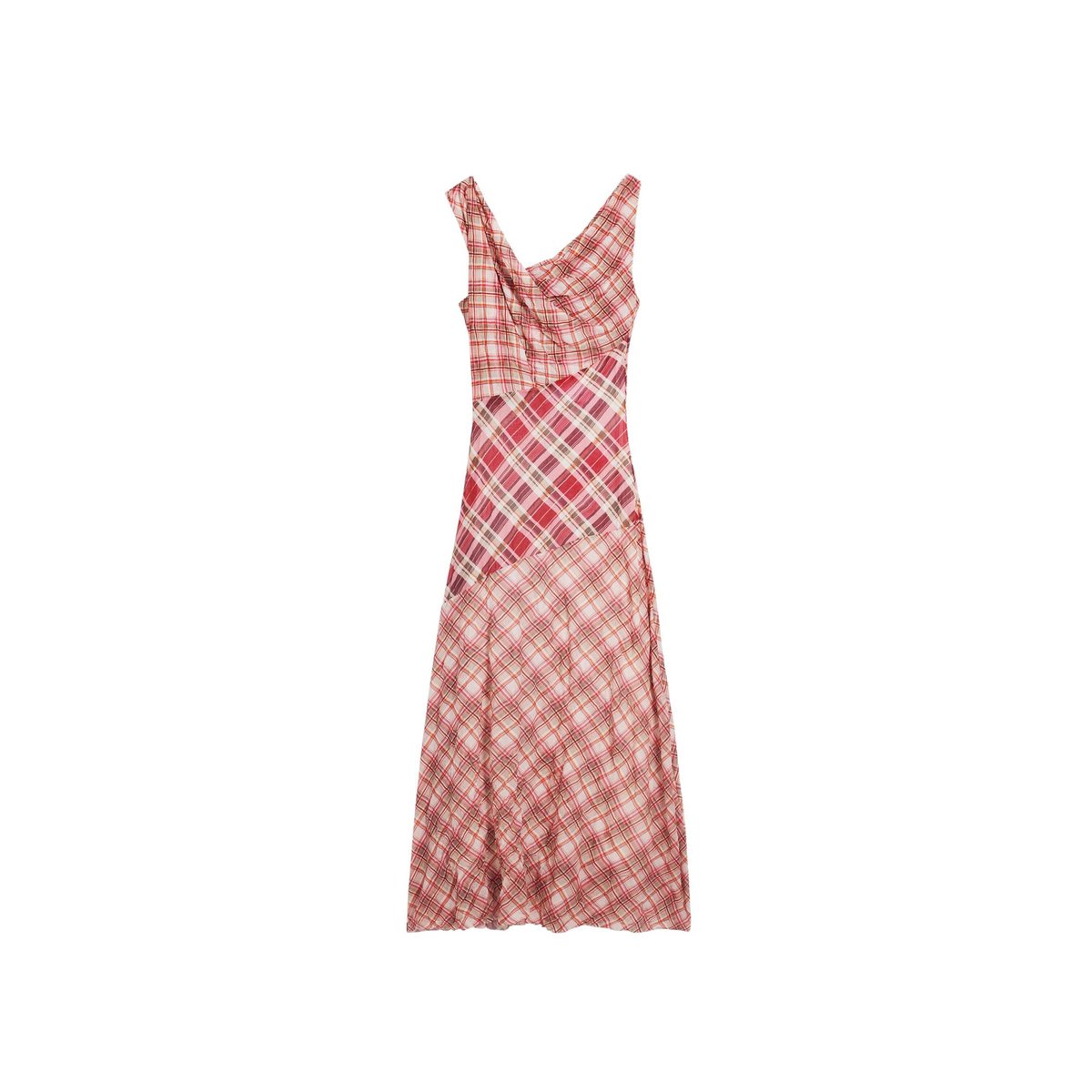 Robe à bretelles à carreaux rouge, DESIGUAL