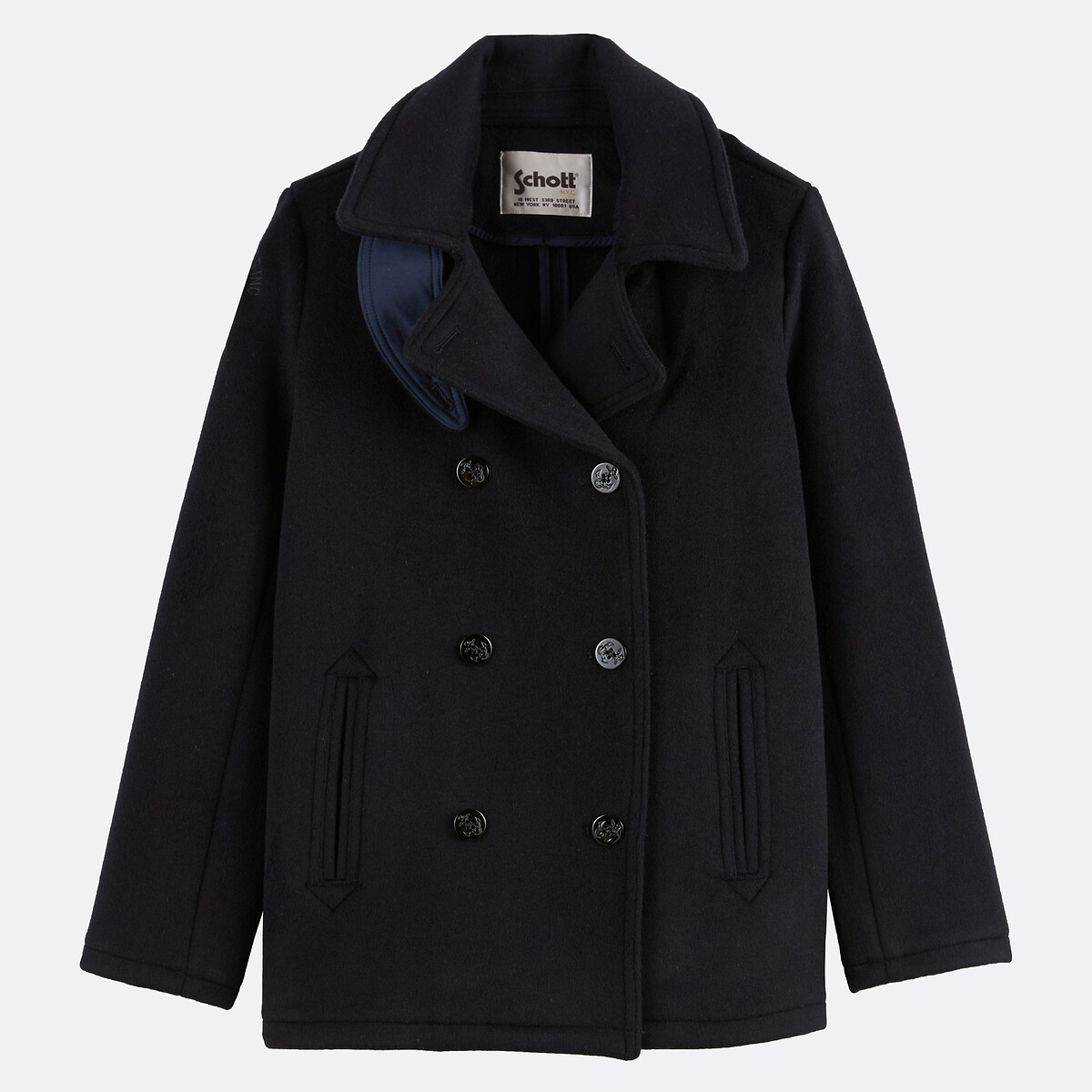 Caban corto in misto lana navy, SCHOTT