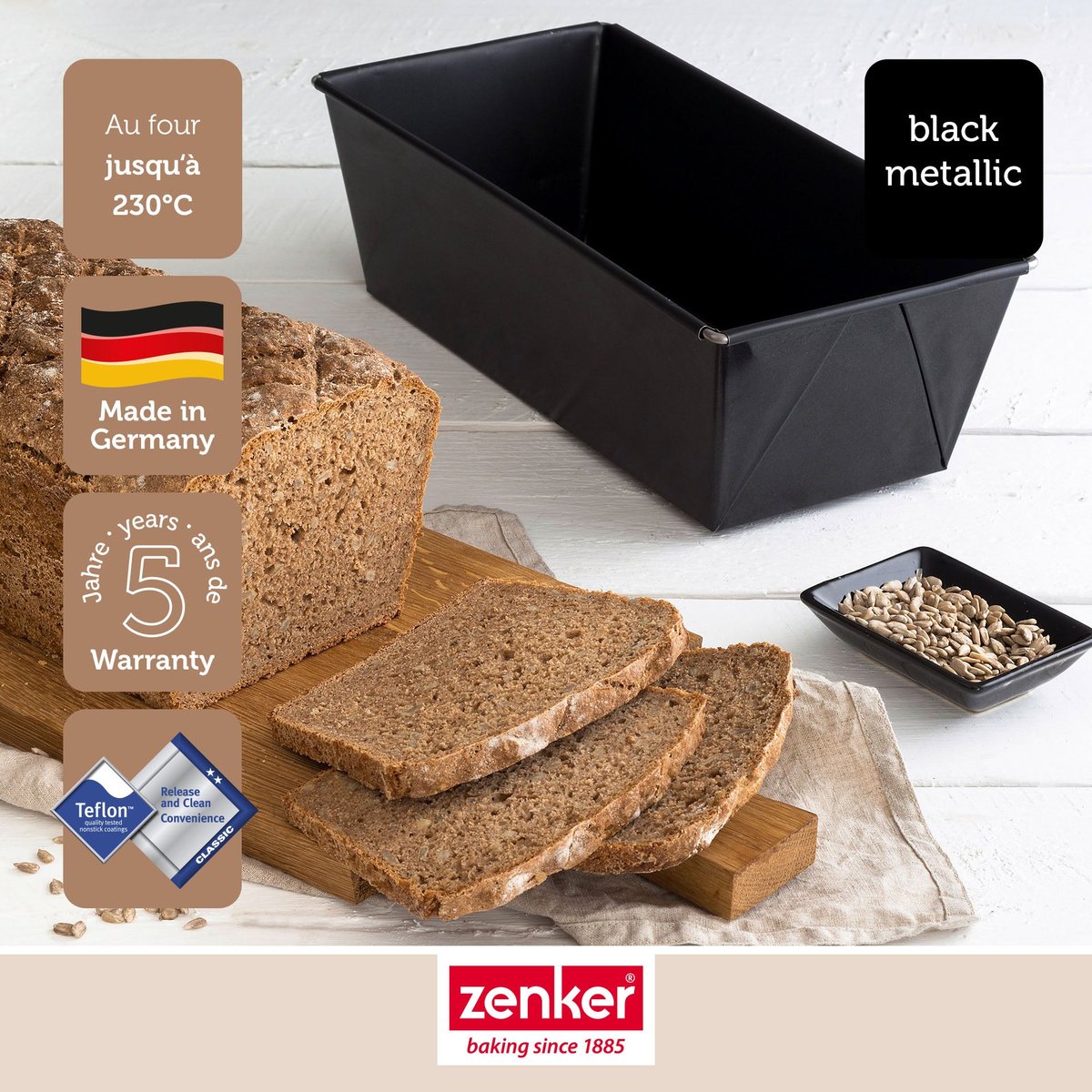 Moule à cake extensible BLACK METALLIC noir, ZENKER