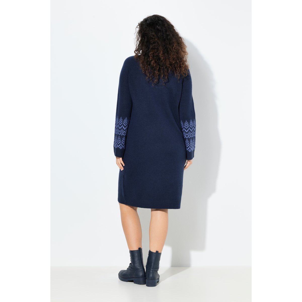 Robe en maille à manches longues bleu encre, ULLA POPKEN