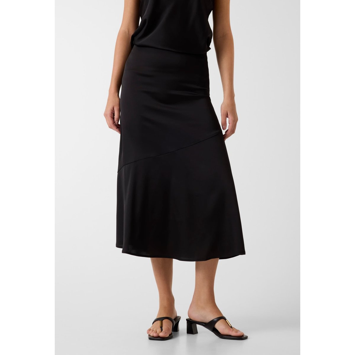 Jupe Midi En Satin noir, GUESS