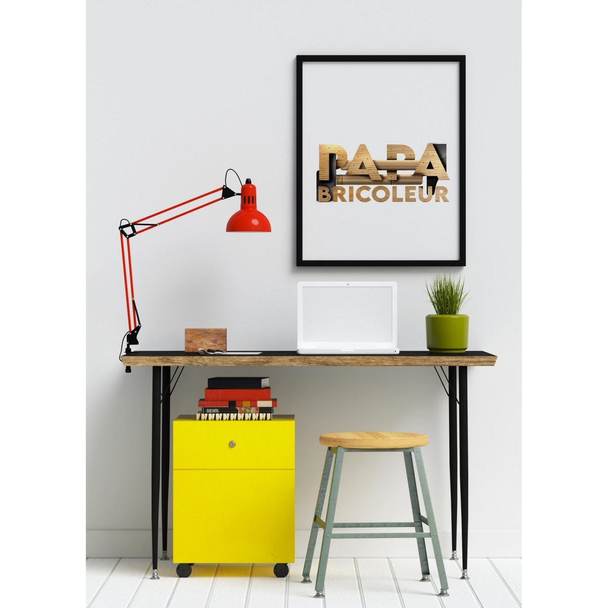 Affiche Papa bricoleur 2 blanc, L'AFFICHERIE